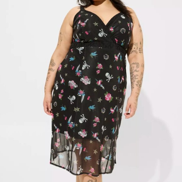 BETSEY JOHNSON Tattoo Skull Sundress Torrid  Size 1 - Picture 1 of 5